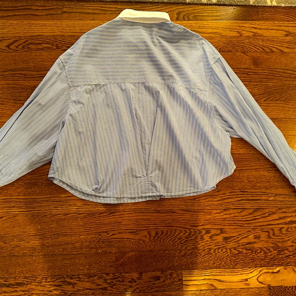 Women's Blue Striped Button Down Shirt by Denimist - Picture 5 of 11
